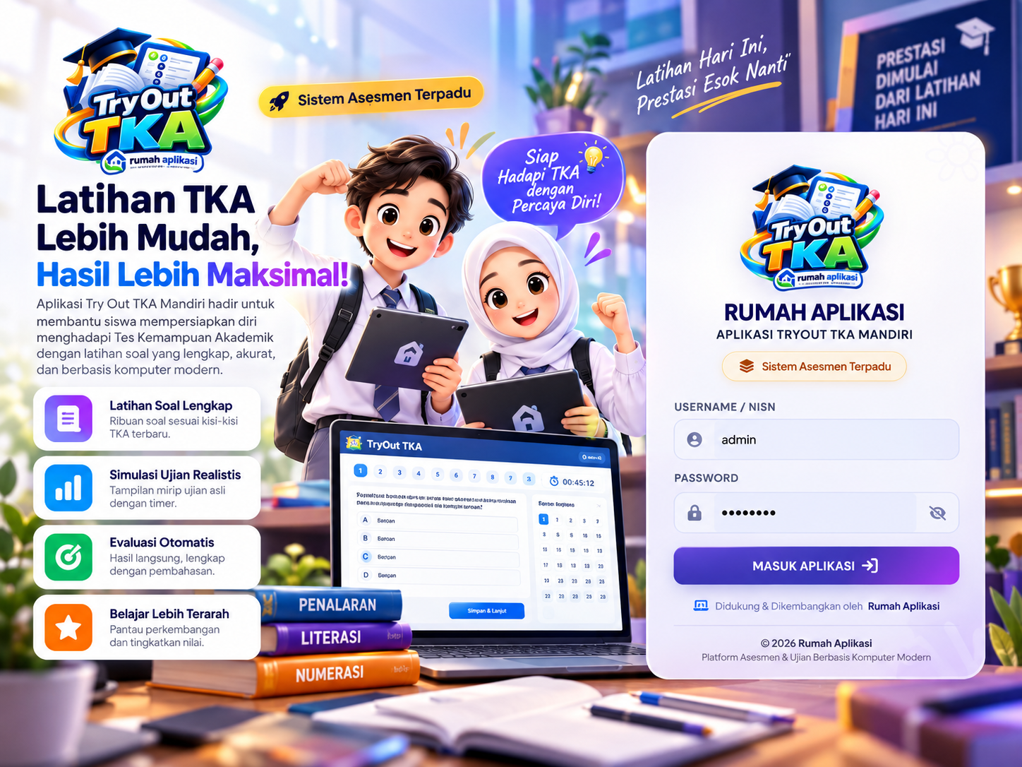 Aplikasi Ujian CBT & Tryout TKA Mandiri
